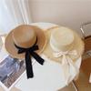 Korean Style Women's Wide Brim Straw Hat - Summer Seaside Bow Sun Protection