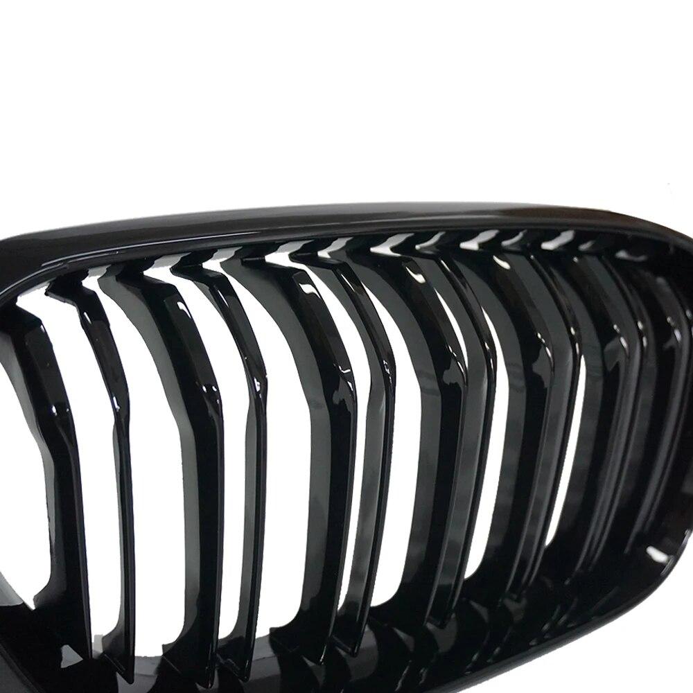 2PCS Car Front Bumper Kidney Grills For BMW F20 F21 LCI 120i 1Series 2015-2017 Double Slat Line Replacement Grill Racing Grille
