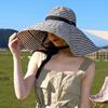 with Windproof Strap Women Striped Fisherman Hat Solid Color Sunshade Hat Summer Sun Hat  Travel