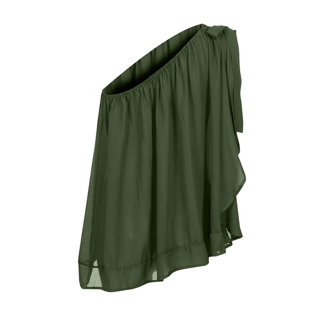 Женская модная шифоновая футболка с открытыми плечами, без рукавов, повседневные топы, блузка