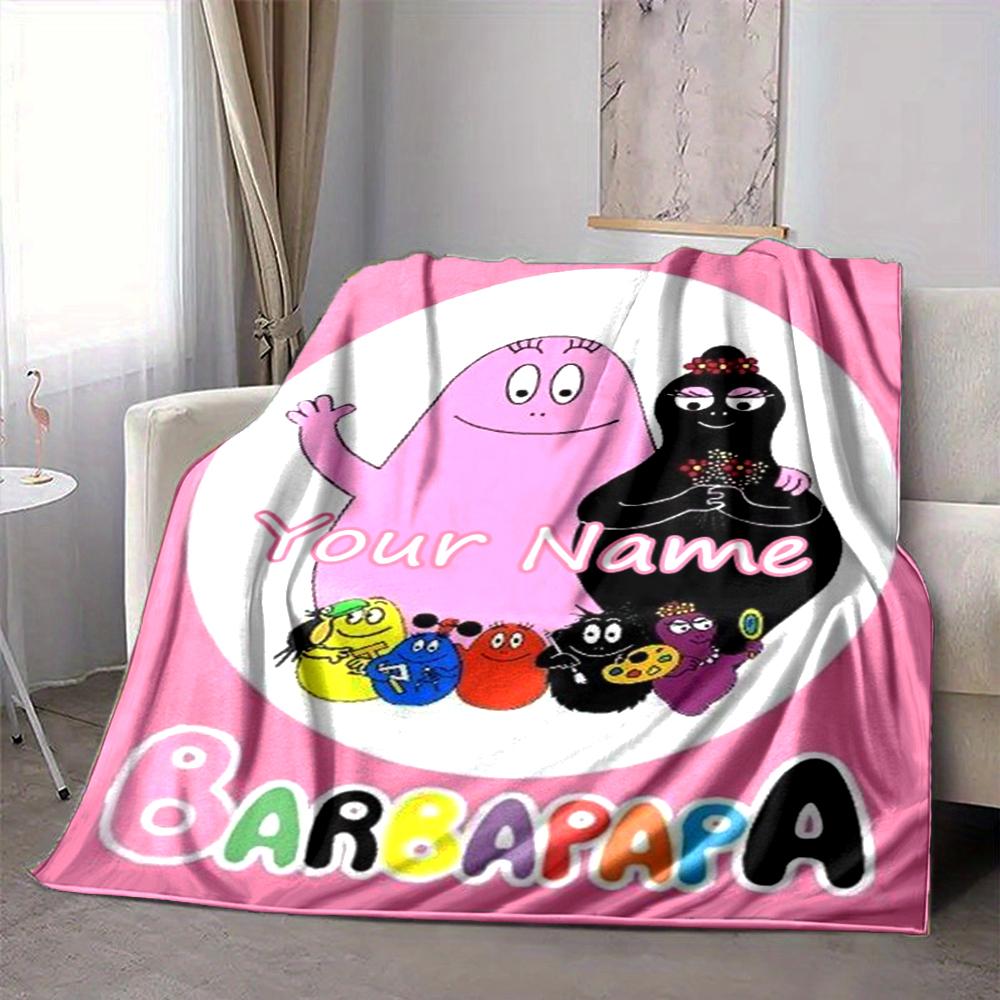 Custom 1pc Barbapapa Adventure Blanket, Soft And Comfortable Blanket, Casual Warm, Camping Travel Blanket, Birthday Gift Q9126
