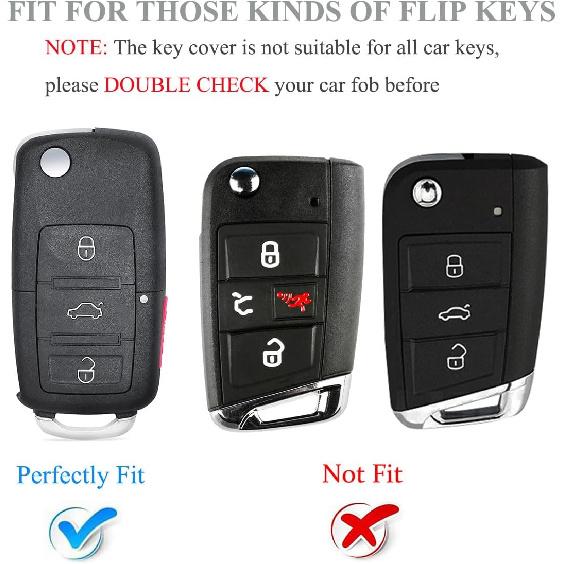 for VW Key Fob Cover with Keychain, Full Protection Key Fob Case Cover Fits for VW Volkswagen Jetta Beetle Tiguan Passat Polo Golf Car Accessories