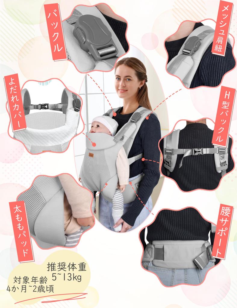 CUBY Слинг-кенгуру для новорожденных с поясничной поддержкой и слюнявчиком для ношения на спине, легкий, подходит для младенцев после поддержки шеи (Лицом к лицу,