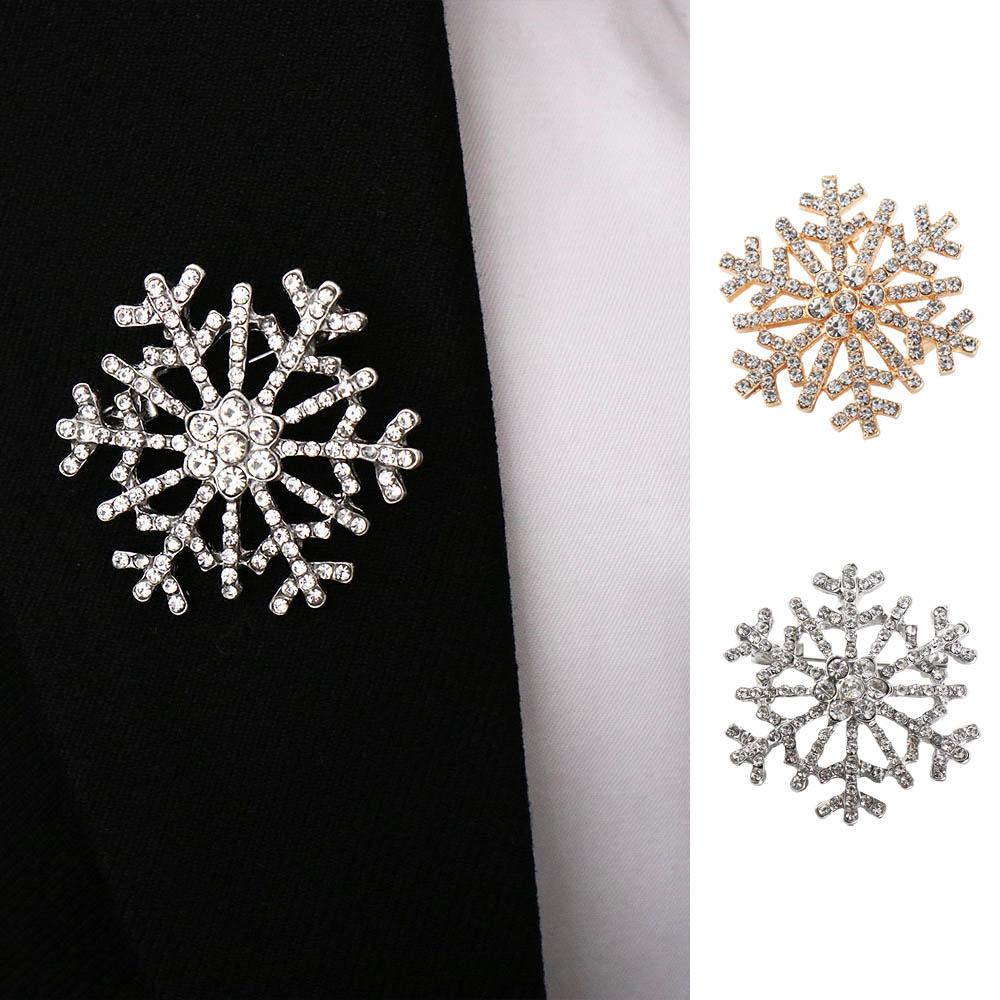Zircon Creative Snowflake Brooch Zinc Zinc Zinc Alloy Elegant Decoration