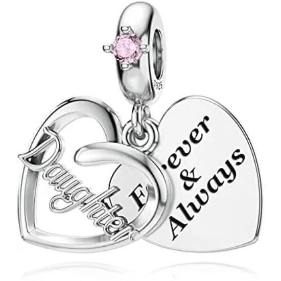 Медный Мать Сестры Дочь Друг Розовое Сердце Формы Шарм Подвеска Подходит Для Оригинального Браслета-Подвески Diy Женские Украшения