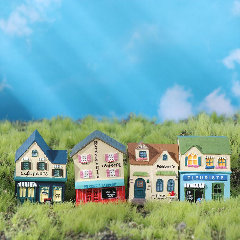 DIY Mini House Statue Adorable Resin House Ornaments House Miniatures  Photography Props