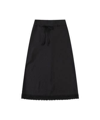 Siyajyu Sist9059 Кружевная Шелковая Длинная Юбка_Черная