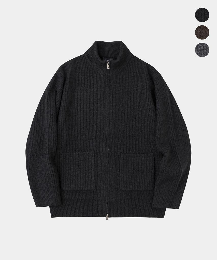 LETTERCOMO High-Neck Kato Wool Knit Zip-Up Brown 3 Colors
