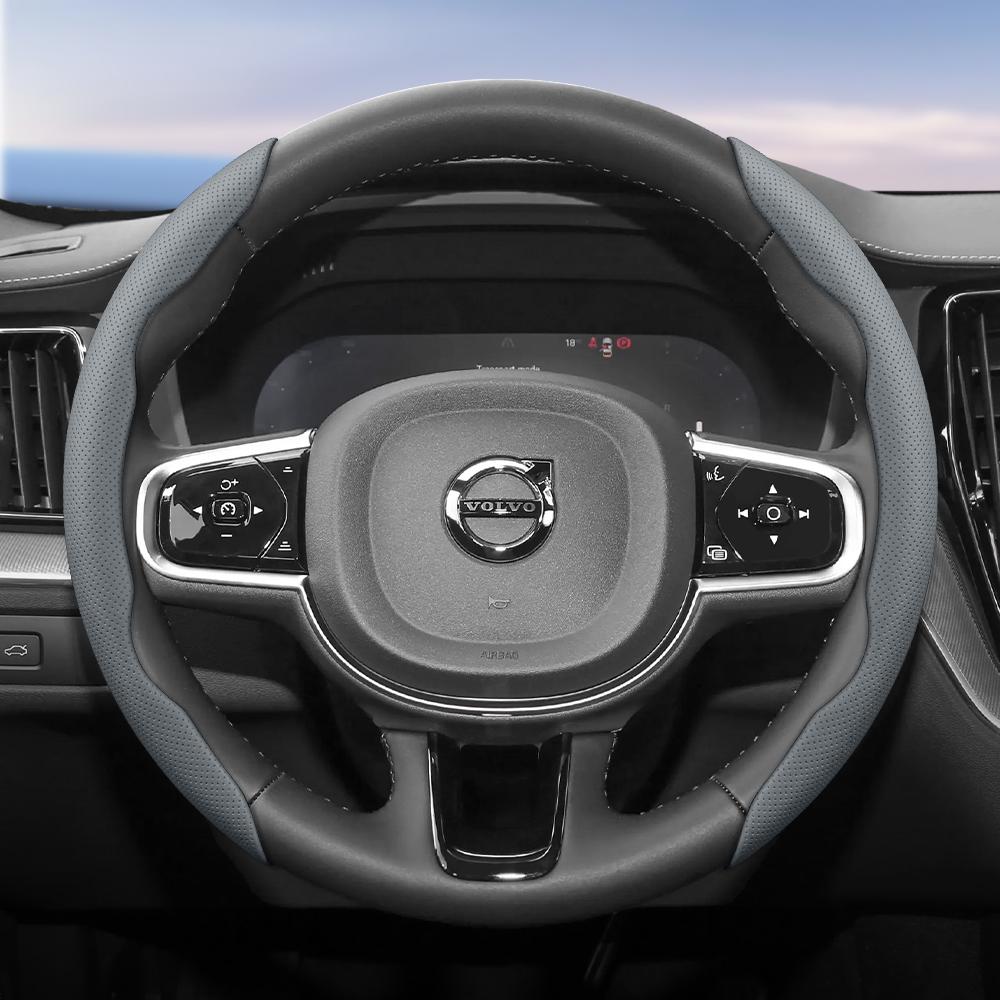 Подходит для Volvo Дышащие отверстия Кожаная накладка на руль Сегментированная конструкция с быстрым снятием Нескользящая Прочная V40 V70 S60 C30 S40 S90 Xc9