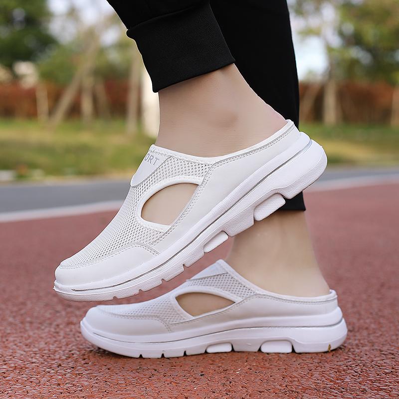 Крупногабаритная повседневная обувь и женская обувь на полуподдержке; мужские сандалии с толстой подошвой и пирсингом; сетчатые дышащие тапочки.