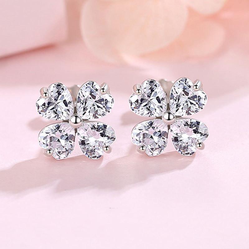 New 925 Sterling Silver AAA Zircon Stud Earrings For Women Fashion Exquisite Student Girlfriend Jewelry Accessories Heart GiftGood product