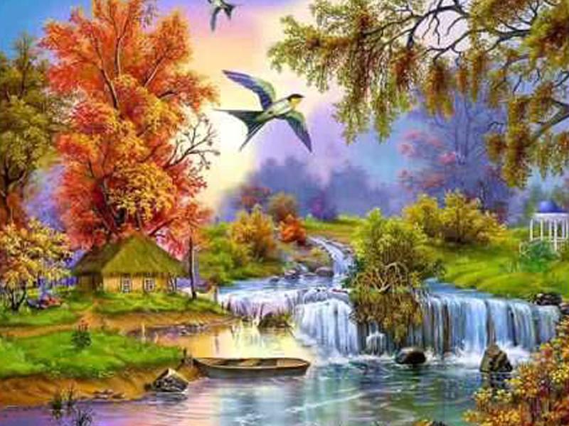 Алмазная картина Пейзаж Алмазное искусство Полная дрель Рукоделие Алмазная картина Полный круглый