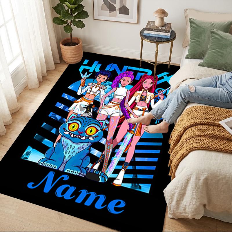 Custom Name Fantasy Heroes Living Room Non-Slip Area Rug Soft Carpet for Bedroom Kids Playroom Sofa Office Home Decor Doormat