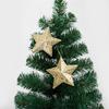 6PCS Gold Glitter Star Ornaments Christmas Tree Hanging Pendant 2024 Christmas Decorations for Home Navidad New Year Party DIY Gift