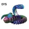3D Printed Animals Articulated Simulated Snake Stress Relief Toys Realistic Flexible Snake Fidget Toy Tabletop Ornament for Kids Adults