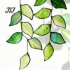 Light Refracting Plant Decoration Painted Green Leaf Window Sun Catcher for Balcony, Acrylic Faux Indoor Hanging Decorations Decor, Lightweight
