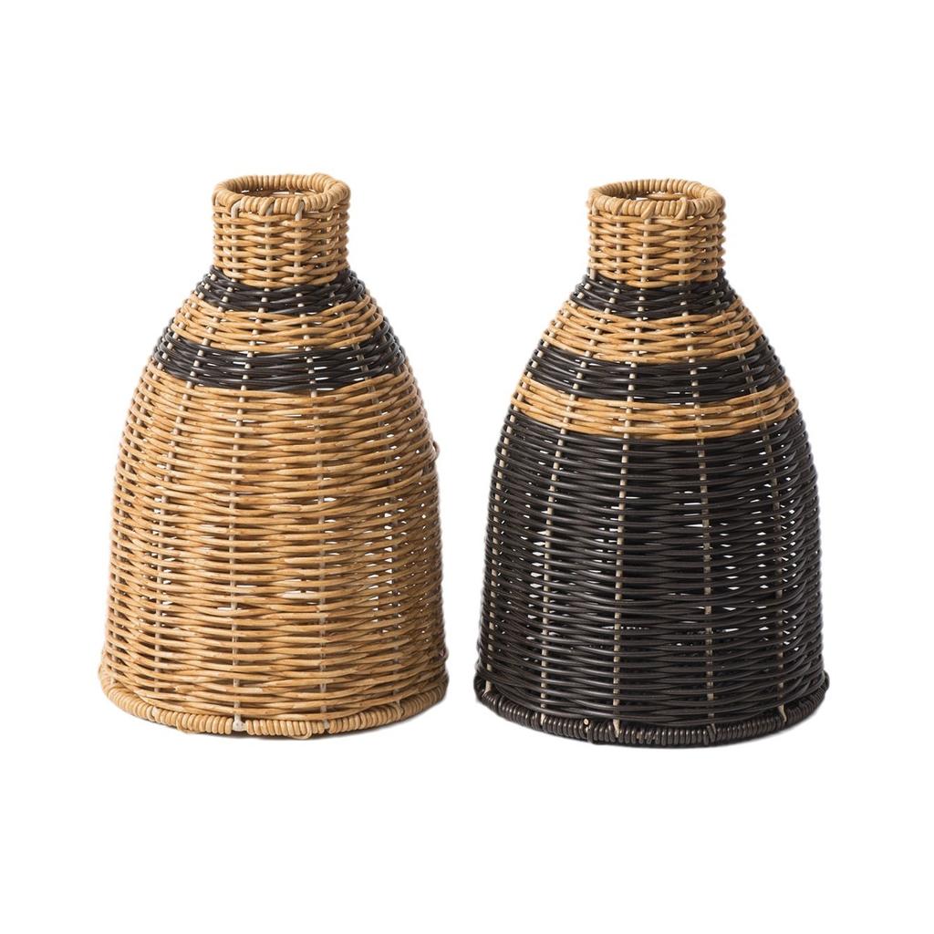 Ретро Плетеная вручную ваза Имитация ротанга Цветок Растение Горшечный Цветочная корзина Держатель букета Свадебный Домашний Офисный Декор стола