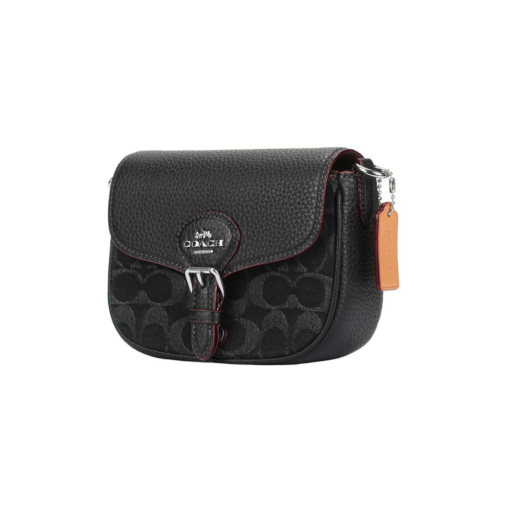 Coach Amelia 16 Snap Closure Multi-Functional Pocket Signature Denim And Soft Pebble Leather Crossbody Bag Small Women crossbody bag CQ187-SVBK