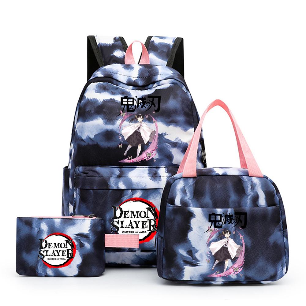 3 шт./комплект Аниме Клинок, рассекающий демонов Рюкзак с принтом, сумка для ланча, пенал для подростка, школьная сумка, сумка для путешествий, подарок для девочки, мальчика