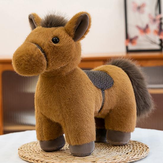 Плюшевая кукла Лошадь Мягкая набивная игрушка Реалистичный Пони Украшение для стола Классический подарок на день рождения для детей