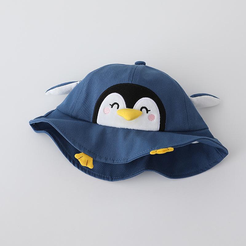 Cute Penguin Bucket Hat for Babies Soft Sun Protection Visor Cap Cartoon Design for Spring and Autumn Lightweight