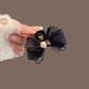 1PC Black Butterfly Knot Pearl Water Diamond Small Grip Clip Fashionable Plastic Decorative Hair Clip Inlaid Rhinestones Pearl