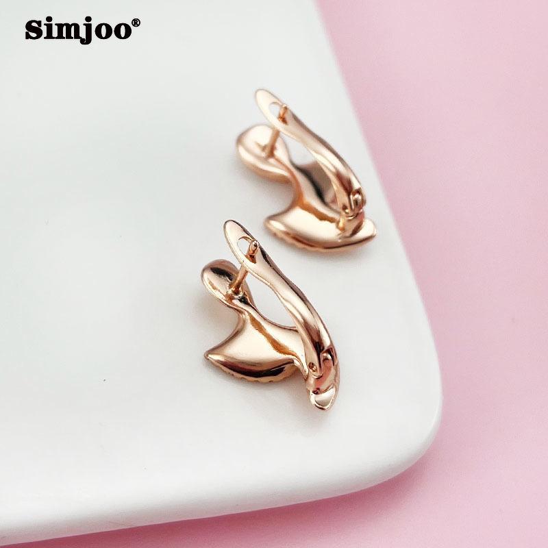 SIMJOO модные серьги-гвоздики цвета розового золота с геометрическим цирконием