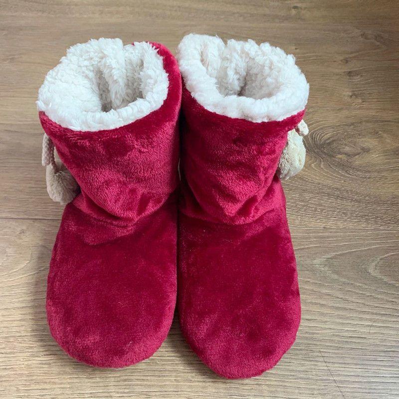 Men's and Women's Home Slipper Boots Autumn Winter Warm Fuzzy Indoor Fur Ball Plush Non Slip Grip Fluffy Female Floor Shoes Flat Ladies
