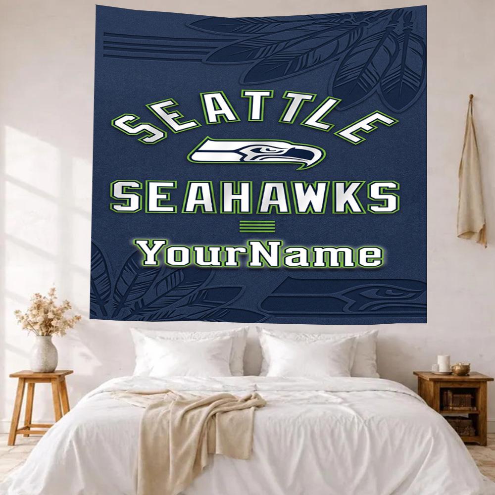Seattle Seahawks Custom Your Name Wall Decor Tapestry Art For Pet Memorial Birthdaywedding Party Backdrop Family Gift
