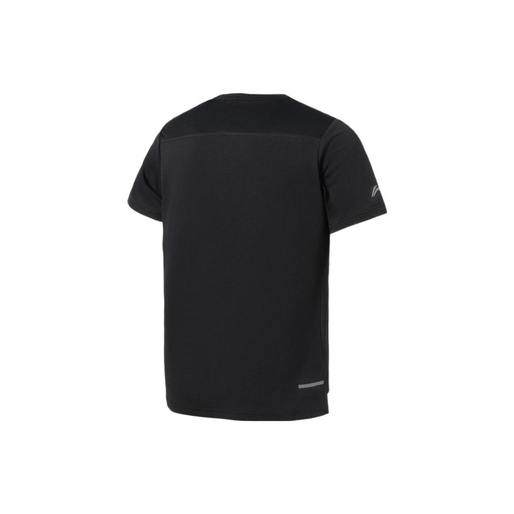 Li Ning Reflective Logo Pattern Round Neck Short Sleeve T-Shirt Men Tops Black ATSS019-2