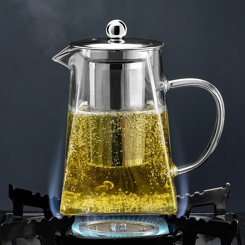 Чайник Kungfu Tea Pu 'er Чайный сервиз Чайная церемония Удобный офисный квадратный стеклянный цветочный чайник