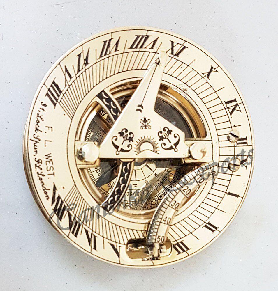 Морской латунный компас для солнечных часов 3 дюйма в старинном стиле карманный компас для солнечных часов F. Л.Уэст