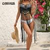 Women's Sequin Splicing Pure Hand Hook Slip Dress Beach Vacation Long Fringe Bikini Smock