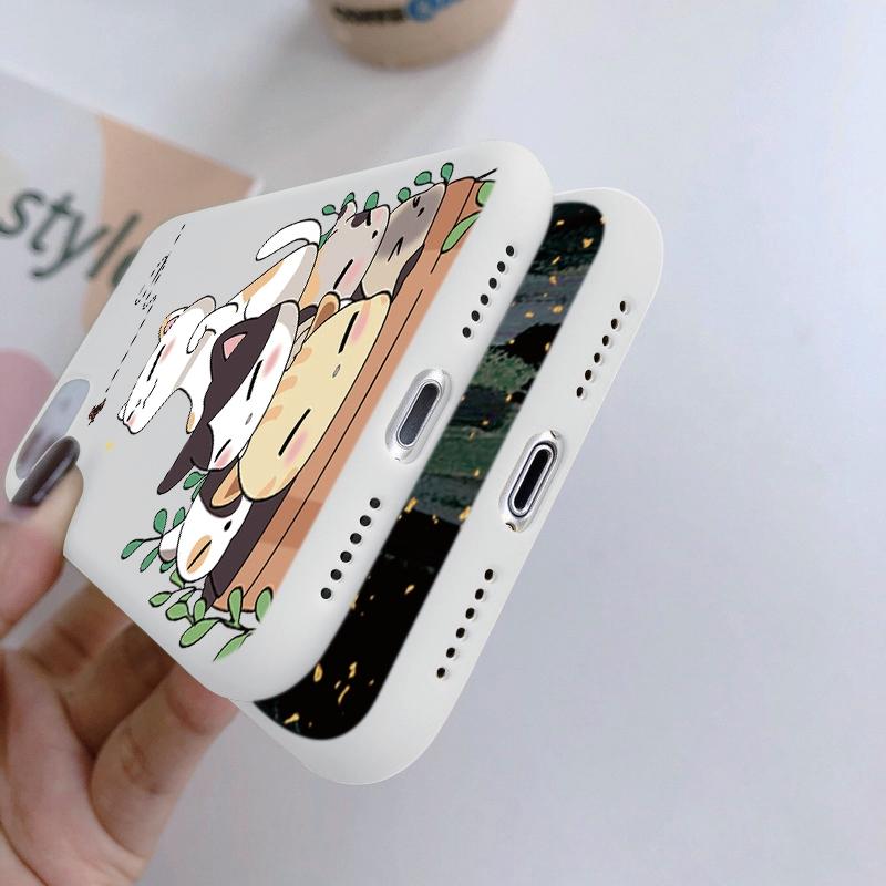Мягкий силиконовый чехол с рисунком кота для Xiaomi Redmi Note 13 Pro 13C Samsung A55 M35 S24 iPhone 15 Huawei Honor Realme Camera Защитный противоударный чехол