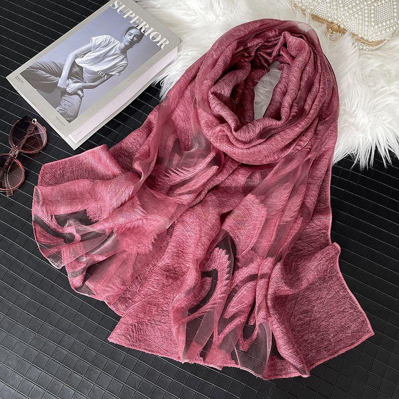 Cutting Flower Scarves for Women's Spring and Summer Hollow Scarves, Cotton and Linen Organza Scarves, Versatile Decorative Long Shawls