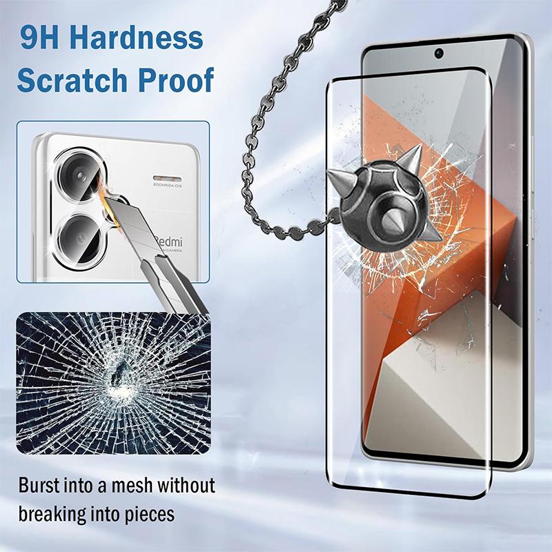 Protective Film for Redmi Note 13 Pro+ 14 Pro+ Plus 5G Tempered Glass Curved Surface Edge Glue Screen Protector