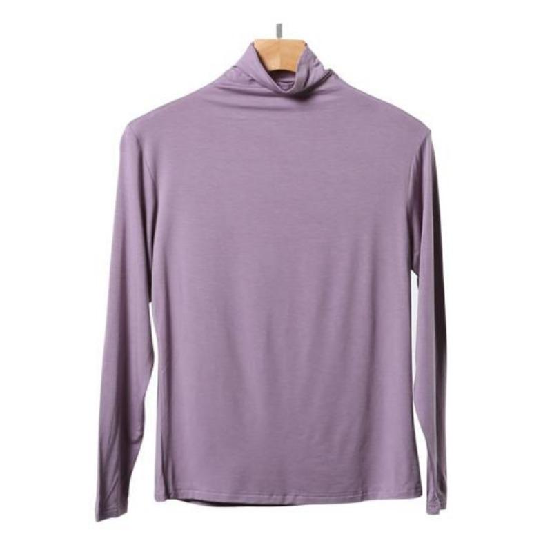 Водолазка с длинным рукавом Футболки женские Топ Осень Зима Однотонные Свободные Модальные Футболки Топ