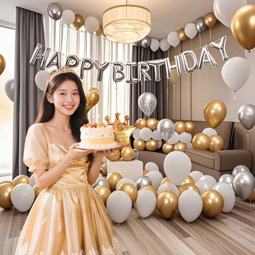 Set Birthday Balloon Party Decorations Scene Arrangement Background Wall Decoration Supplies Premium Package