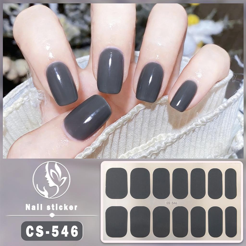CS Waterproof No-Cure Gel Nail Wraps, Full Cover Korean Style Sparkling Solid Color Nail Stickers, Nail Patch Films