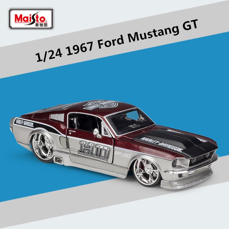 Майсто 1:24 1967 Ford Mustang Gt Модифицированная модель автомобиля из сплава Металлическая литая игрушка Модель спортивного автомобиля Симуляция Коллекция Детский подарок