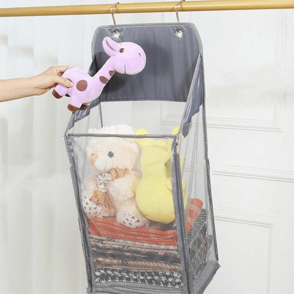 Large Capacity Hanging Mesh Laundry Basket Foldable Dirty Clothes Storage Bag Bedroom