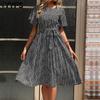 Women's Fashion Summer Spring Leopard Print Short Sleeve O-Neck High Waist Casual Dresses