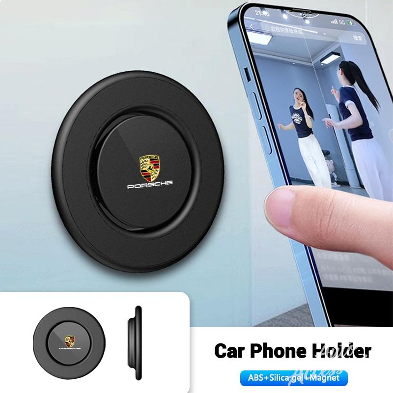AFUHD1 Magnetic Car Emblem Mobile Phone Stand Holder Accessories For Porsche Cayenne Panamera Macan 911 718 Taycan Boxster Cayman Pajun