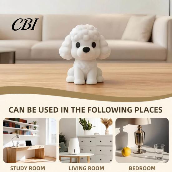 Modern Dog Statue 3D Printed White Poodle Figurine, Cute Mini Teddy Desk Decor with Matte Figurine Matte, Minimalist Tabletop Ornament for Bookshelf