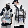 Transparent PVC Backpack Large Capacity Travel Bag Fashion Flip Top Minimalist Transparent Waterproof Student School Bag