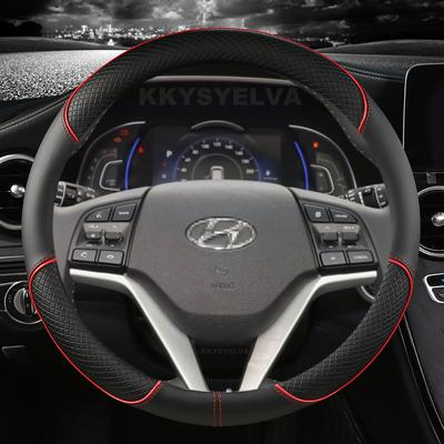 Чехол на руль автомобиля из микрофибры и кожи, нескользящий, 38 см (15 дюймов), для Hyundai Tucson 3 2015 2016 2017 2018, автомобильные аксессуары