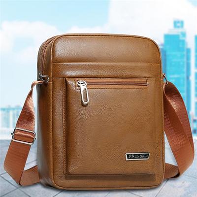 Мужская винтажная сумка через плечо, большая вместимость, дорожный портативный кошелек из искусственной кожи