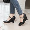 Large Size Classic Wedges Heels Pumps Shoes Female Spring Casual Ankle Strap Black White Nude Wedge Wedding Office Shoes Woman