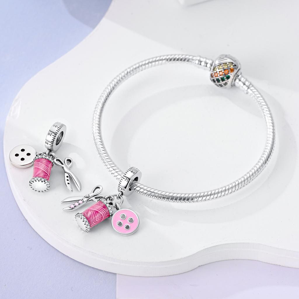 925 Silver Pink Ballet Shoes Ballet Set Charms Fit Original Charm Bead Pendent Dangle Bracelet DIY Women Jewelry Gift