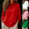 Autumn New Women's Casual Loose Fashion Solid Color Long-sleeved Round Neck Pullover Shirt
